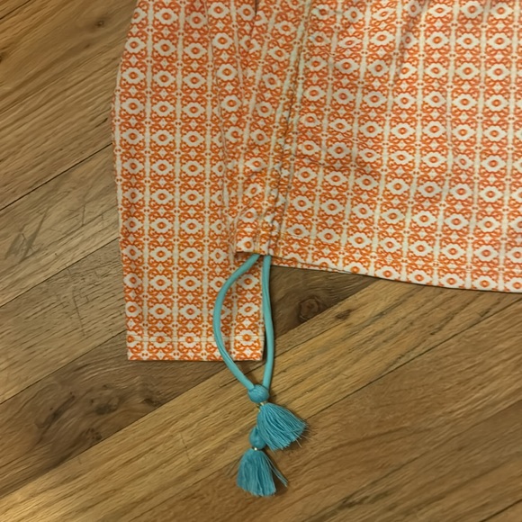 Cabana life girls embroidered orange teal rash guard swim shirt size 12 - Picture 4 of 5